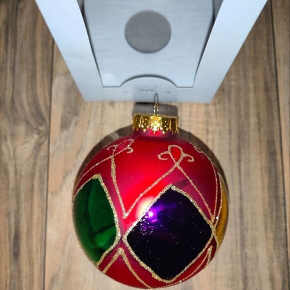Classic Glass Collections Round Sphere Large Multicolor Glass Ornament 3½in - Picture 4 of 5